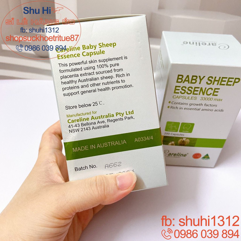 Nhau thai cừu cao cấp Careline Baby Sheep Essence 33000 Max 200 viên Úc