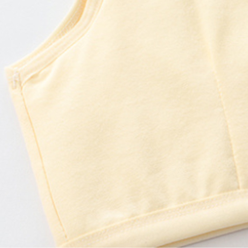 Haha Áo Ngực Cotton Hai Lớp Không Gọng Dây Bản Rộng Màu Trơn Thắt Nơ Ngọt Ngào Cho Nữ Tuổi Teen