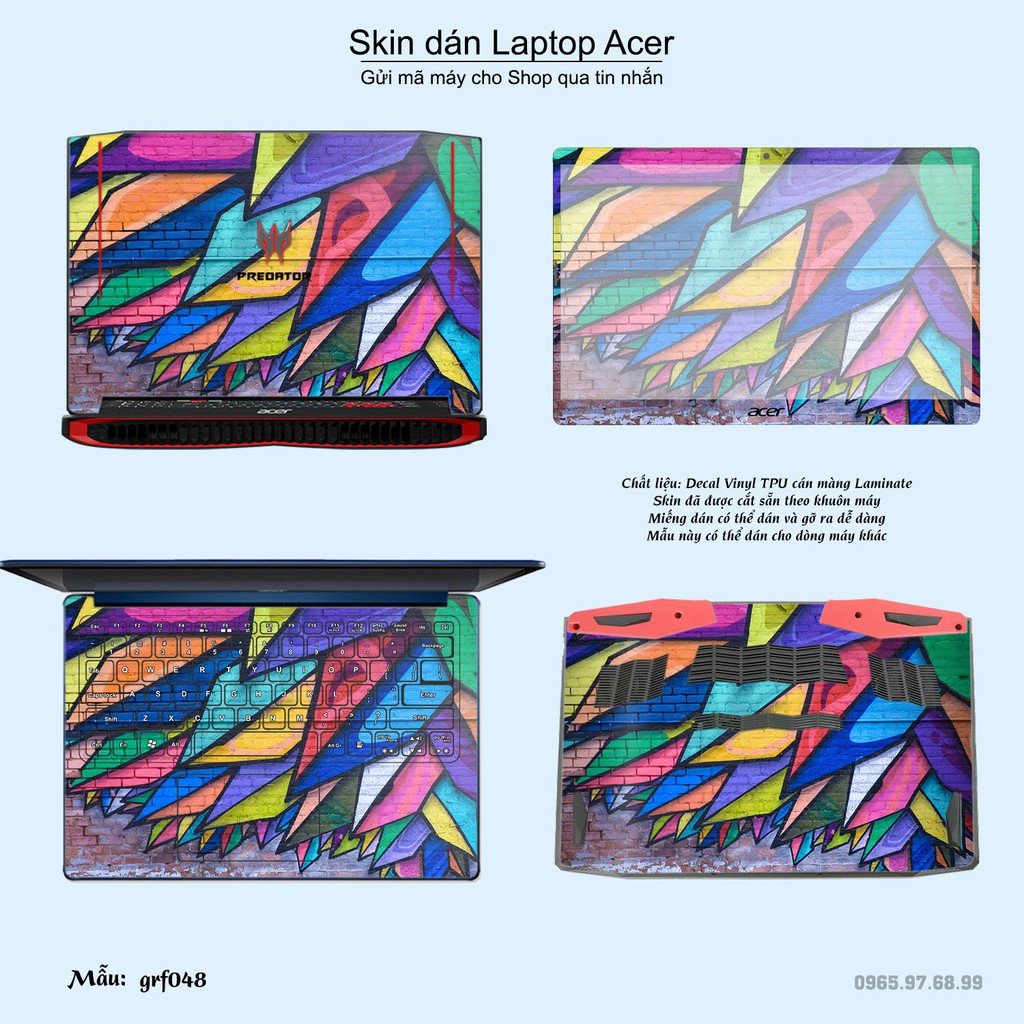 Skin dán Laptop Acer in hình nghệ thuật graffiti (inbox mã máy cho Shop)