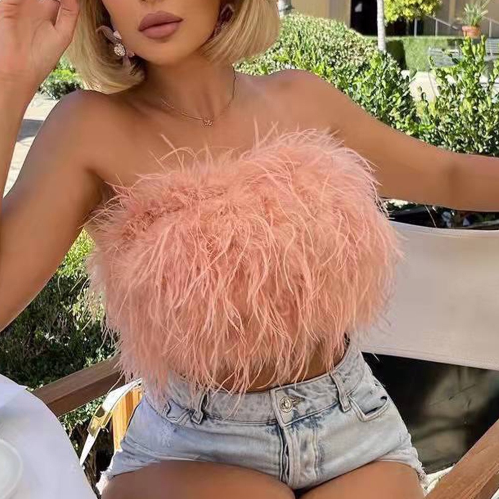 Áo Ống Không Tay Vải Lông Có Khóa Kéo Hở Lưng Thời Trang Xuân Hè 2022 Dành Cho Nữ