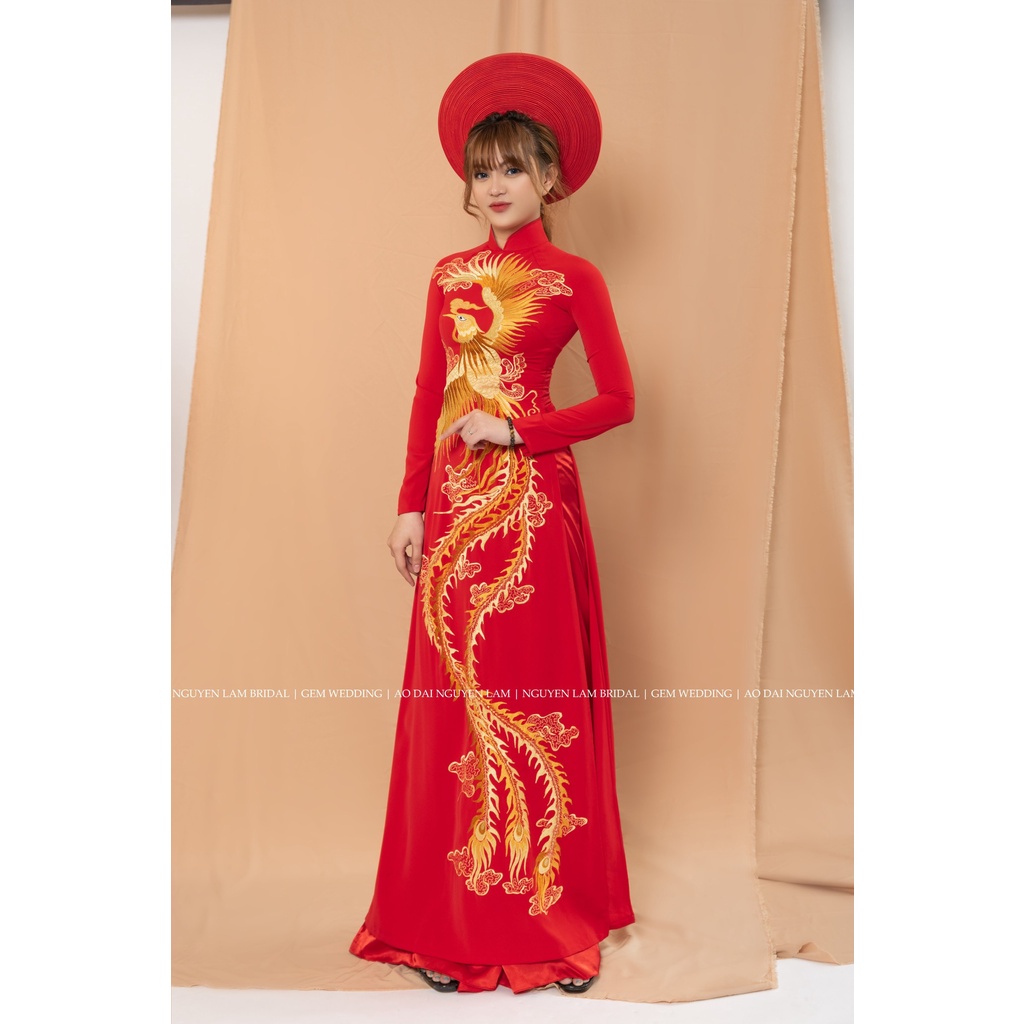 ÁO DÀI CƯỚI THÀNH HÔN CẶP NAM NỮ , HỌA TIẾT THÊU RỒNG PHỤNG CAO CẤP  | AODAINGUYENLAM