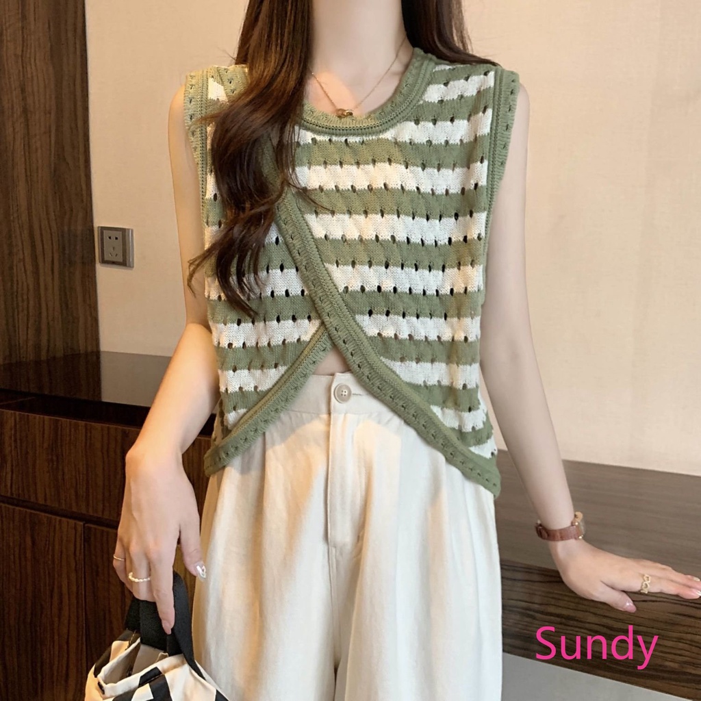 Áo Dệt Kim Sát Nách Cổ Tròn Thời Trang Mùa Thu Cho Nữ