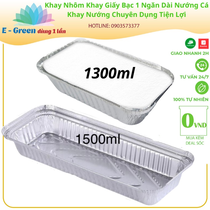 Combo 50 Khay Nhôm, Khay Giấy Bạc Nướng Cá, Hải Sản Chuyên Dụng(1300ml-1500Ml)-Egreendung1lan