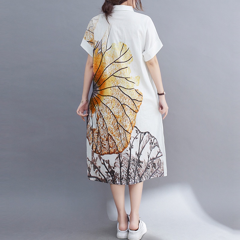 Đầm dài Zanzea ngắn tay cổ bẻ dáng rộng phong cách vintage thời trang cho nữ