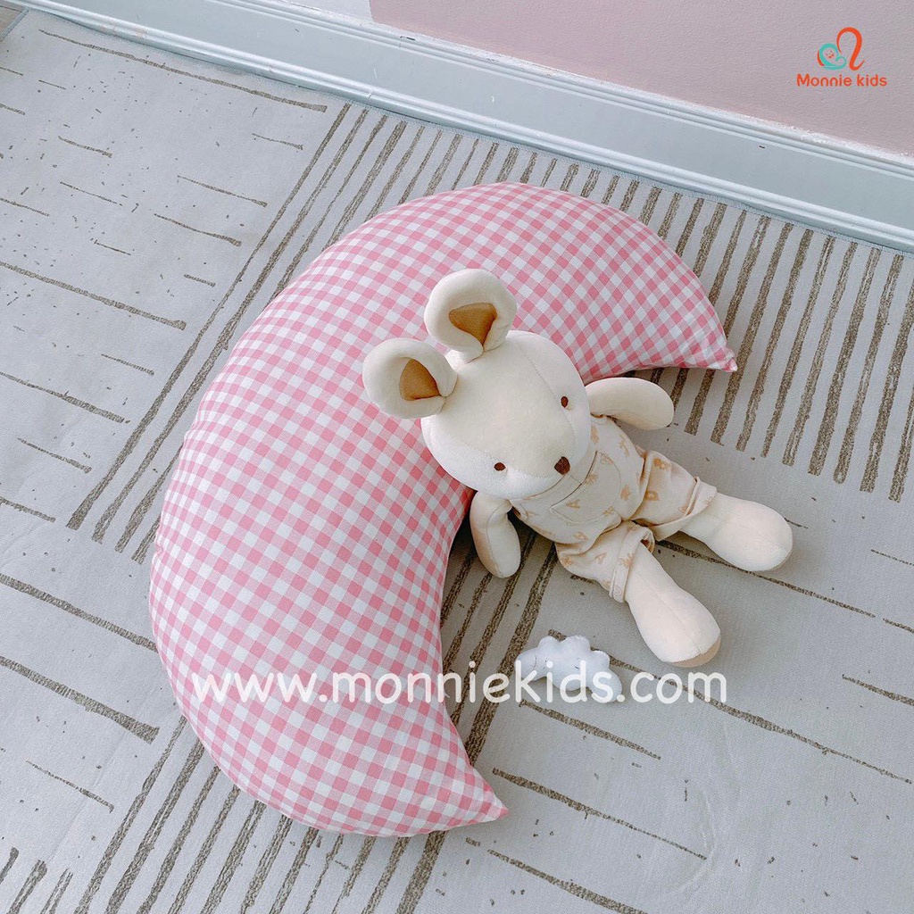 Gối ôm chữ C Monmon 0M+ cho trẻ, gối cotton đa năng cho bé sơ sinh - Monnie Kids