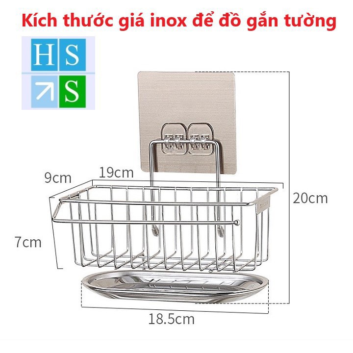 Giá đựng đồ rửa chén Inox 304 , Kệ để giẻ rửa bát có khay hứng nước , Giỏ dán gắn tường tiện dụng