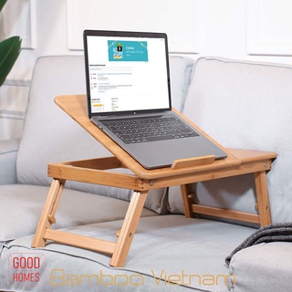 ❡☼◕Bàn laptop gỗ gấp để trên giường – kê đa năng chân kéo tăng chiều cao [TABLIX-02]