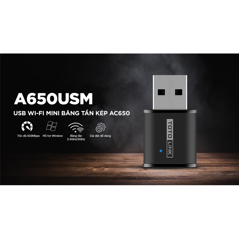 USB wifi, bộ thu wifi cho máy tính bàn PC, laptop TOTOLINK, MERCUSYS 2.4G Tốc độ 150MB, 5G 650MB 433MB - Chính hãng