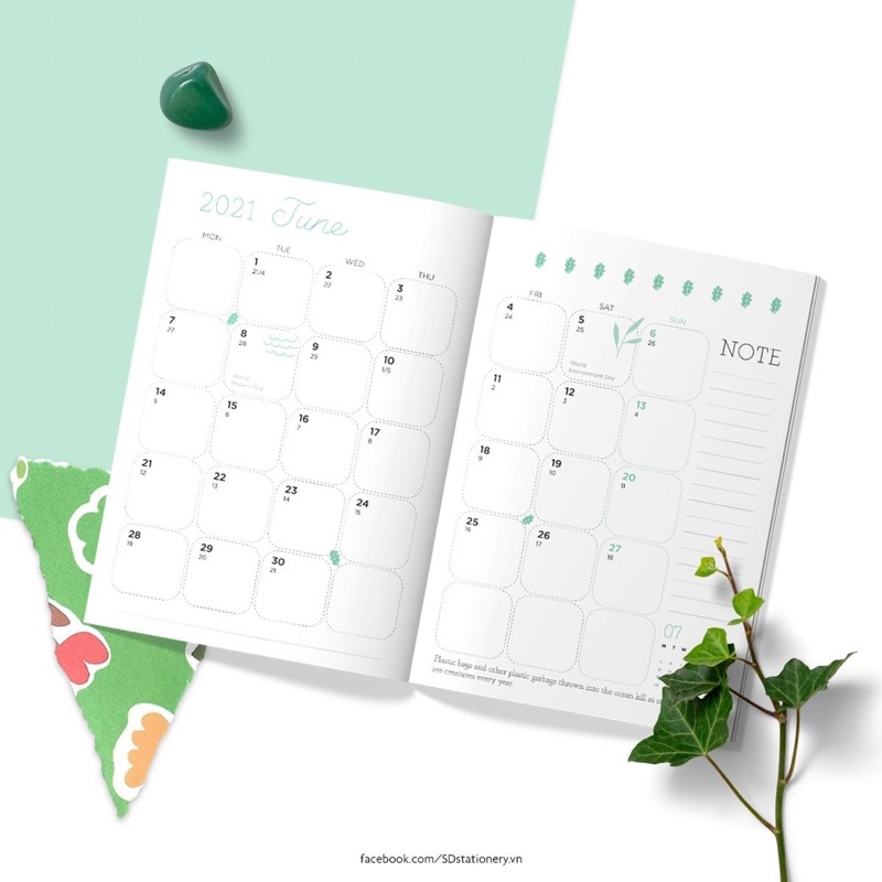 Sổ lịch planner B6 SDstationery LIFE and NATURE 24 tháng 2021-2022