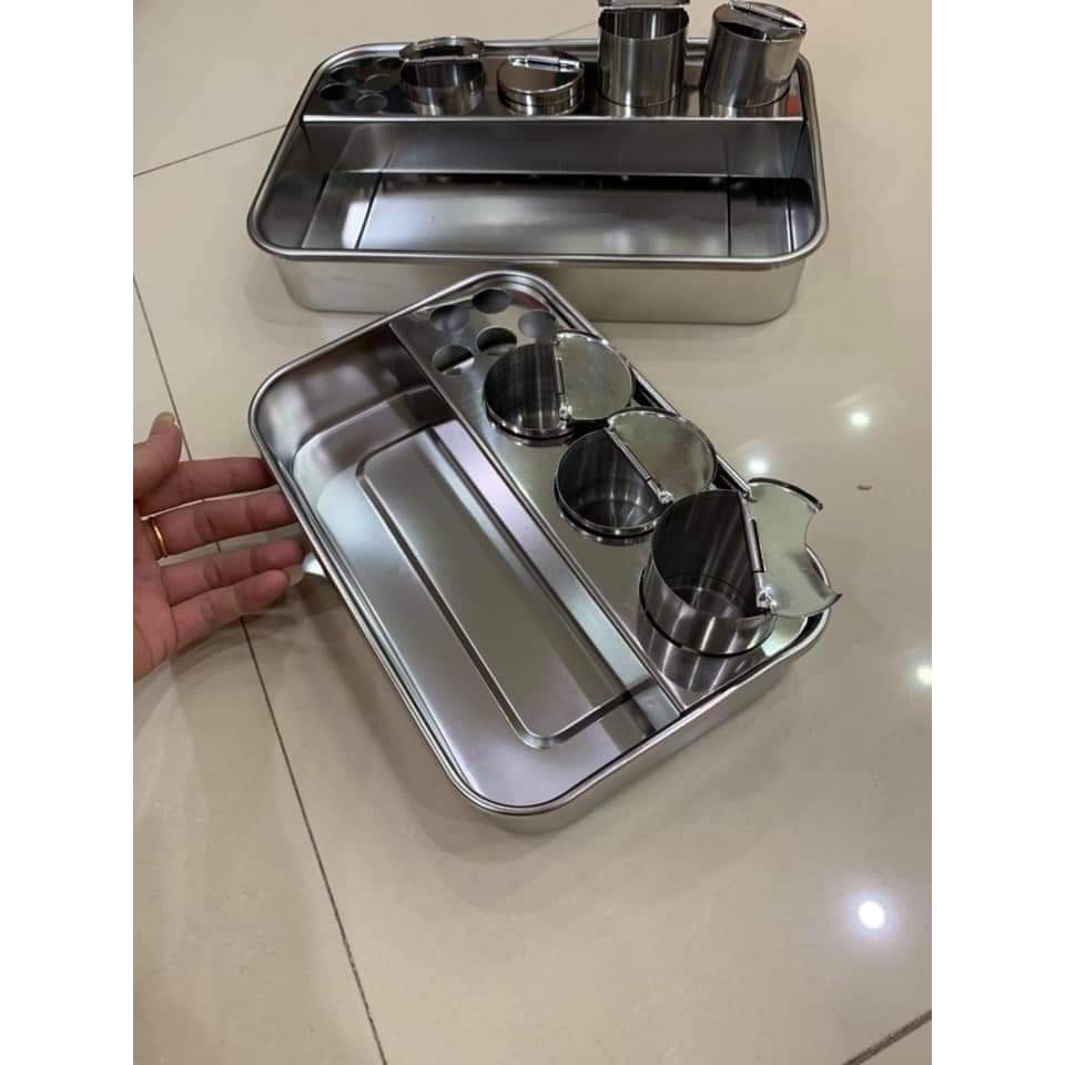 Khay inox 4 ống đựng dụng cụ spa