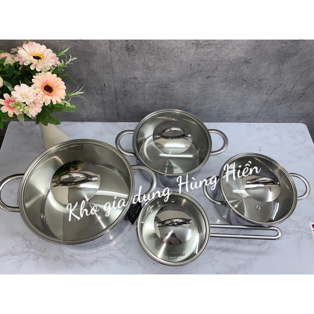 Bộ 4 Nồi, Quánh Inox 304 Thân Đúc Fivestar Plus FPB4006 - Hàng Chính Hãng, Bảo Hành 25 Năm