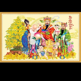 Tranh dán tường kim sa phúc lộc thọ 100 x 60 cm