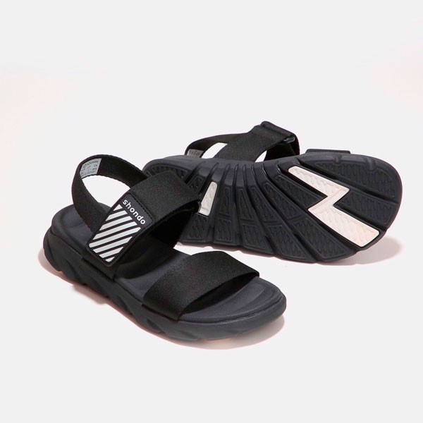 Sandal Shondo F6 sport quai ngang full đen F6N1010