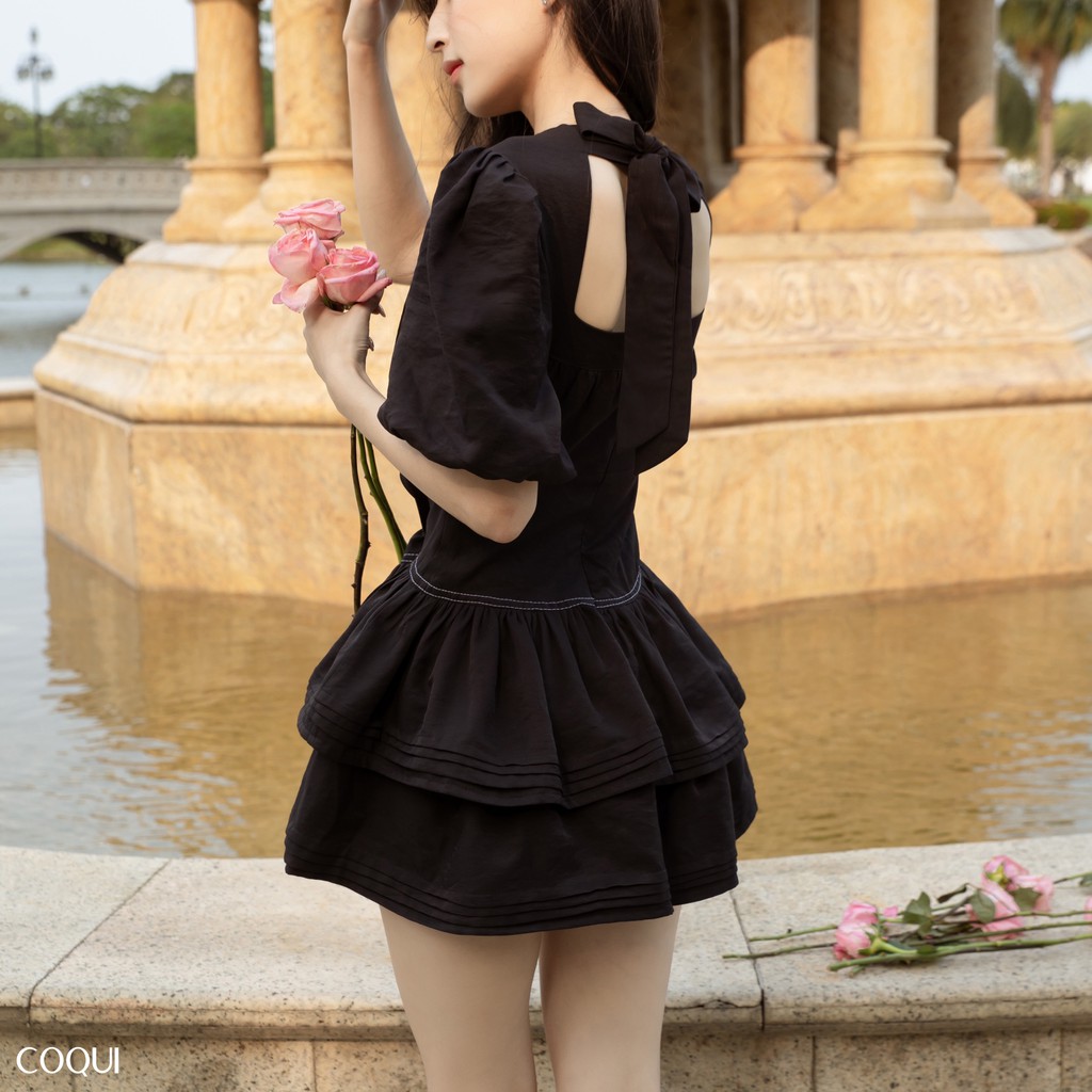 [COQUI] Đầm Vera tay phồng hai tầng cột nơ | BigBuy360 - bigbuy360.vn