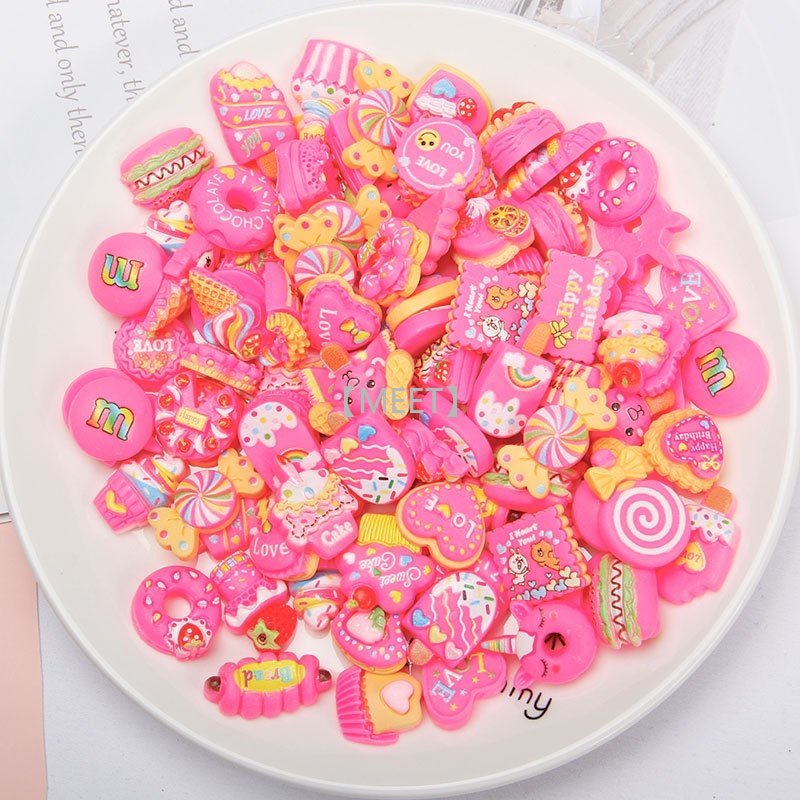 Set 100 Phụ Kiện Trang Trí Túi Bánh Hình Bánh Kem Hoạt Hình Dễ Thương