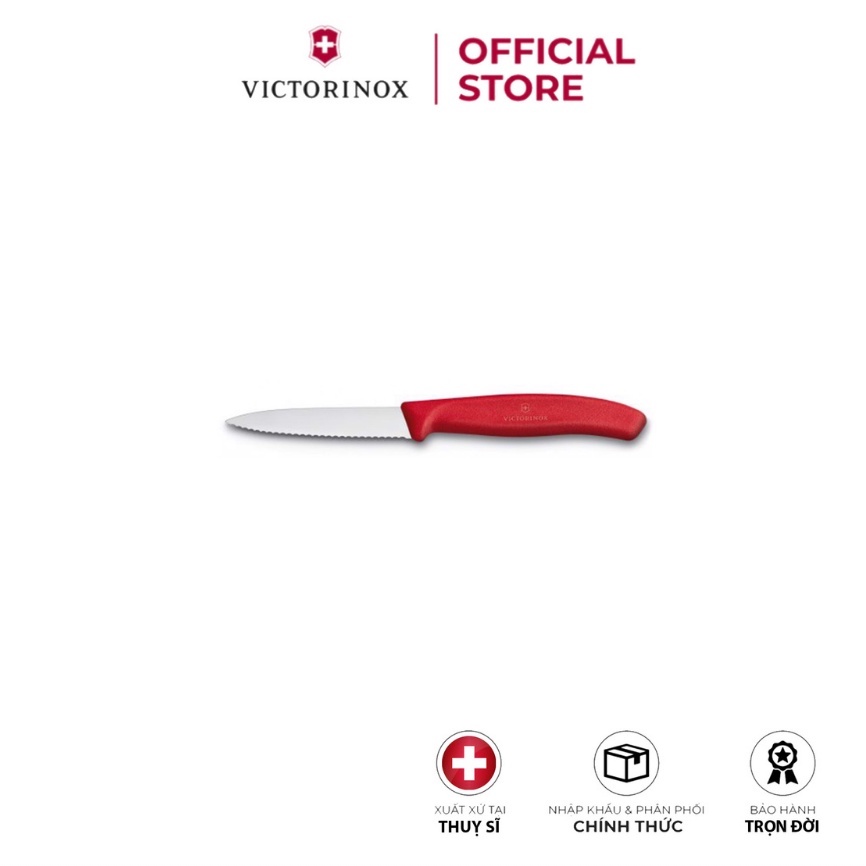 Dao bếp gọt Victorinox Paring Knives màu đỏ (wavy edge, 8cm) red 6.7631