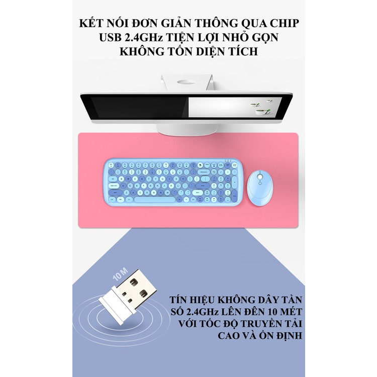 Bộ bàn phím và chuột không dây MOFII CANDY XR thiết kế phím mini 100 phím kết nối bằng chip USB 2.4GHz - NK