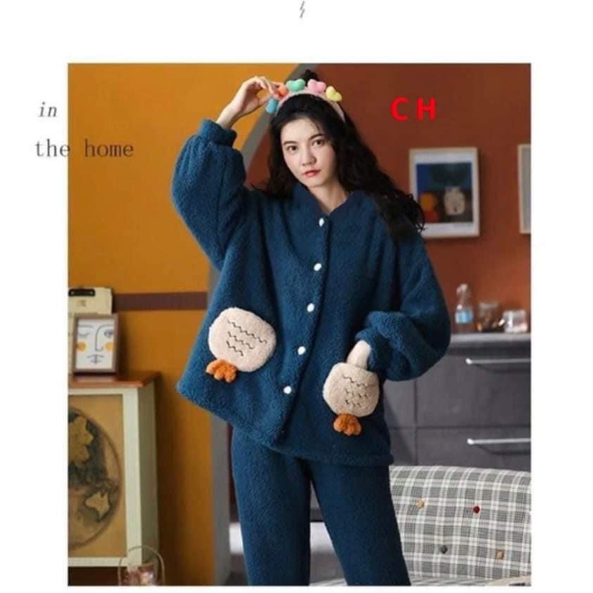 Bộ ngủ mùa đông lông cừu túi ấm áp, bộ đồ thu đông mặc nhà giữ nhiệt tốt,lông 2 mặt, đồ ngủ nữ hàn quốc_ TONGKHOQUANAONU | BigBuy360 - bigbuy360.vn