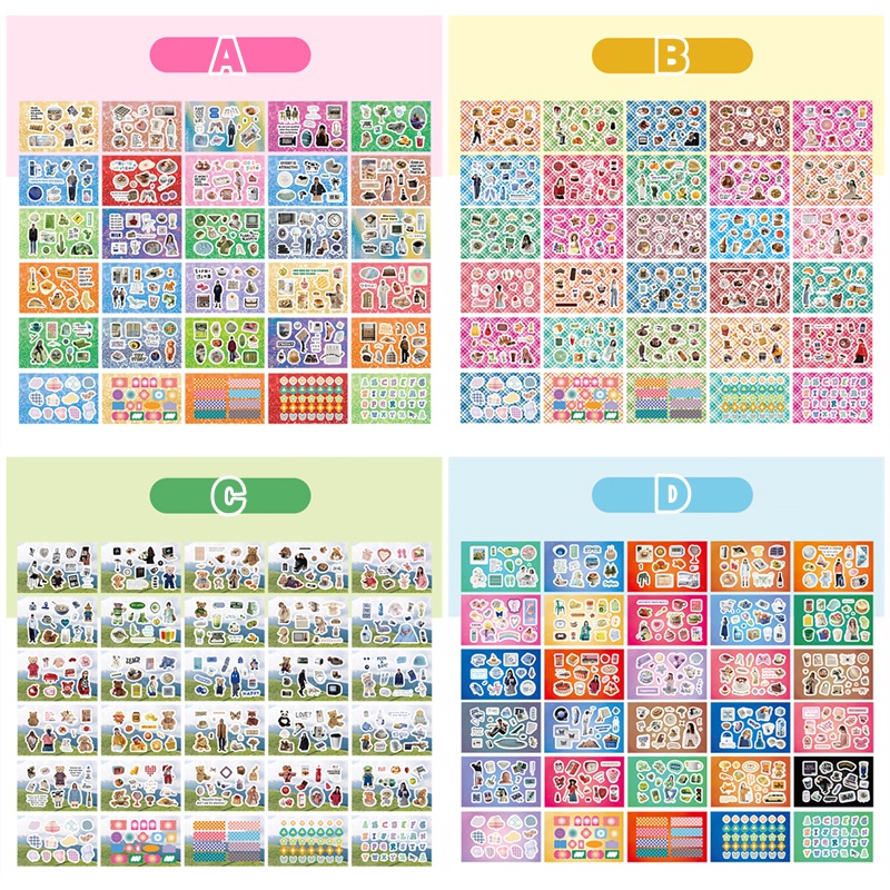 Bộ 30 Tờ Sticker Dán Trang Trí Sổ Tay Kiểu Hàn Quốc Dễ Thương