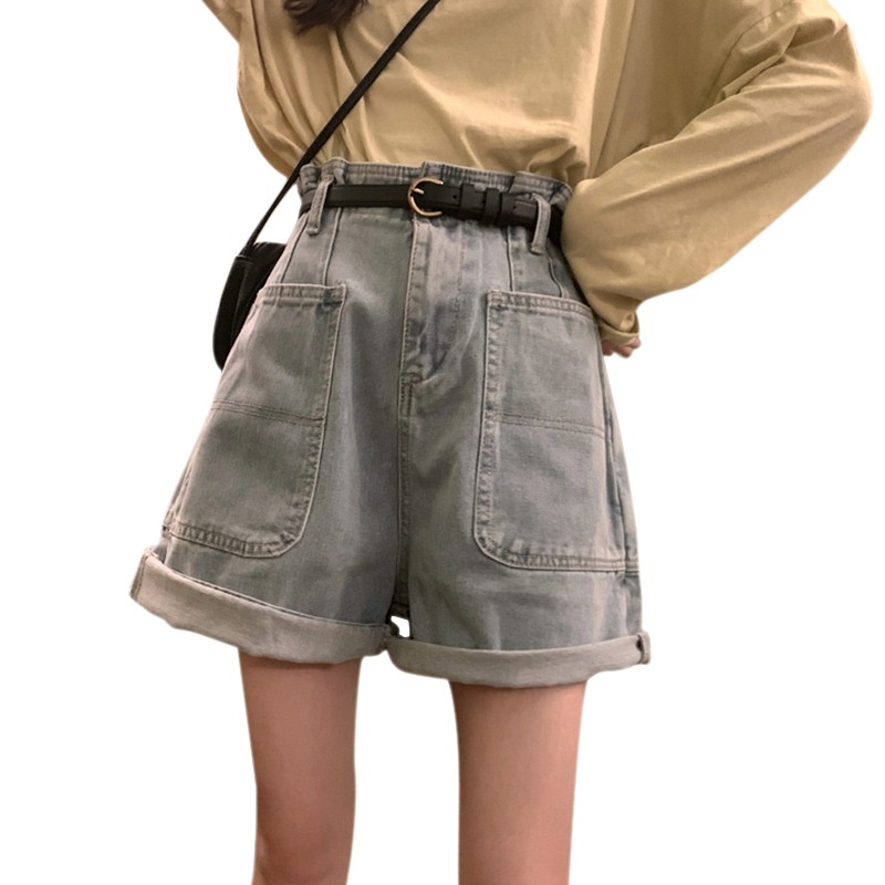 Quần Short Denim Lưng Cao Phong Cách Hàn Quốc Dành Cho Nữ