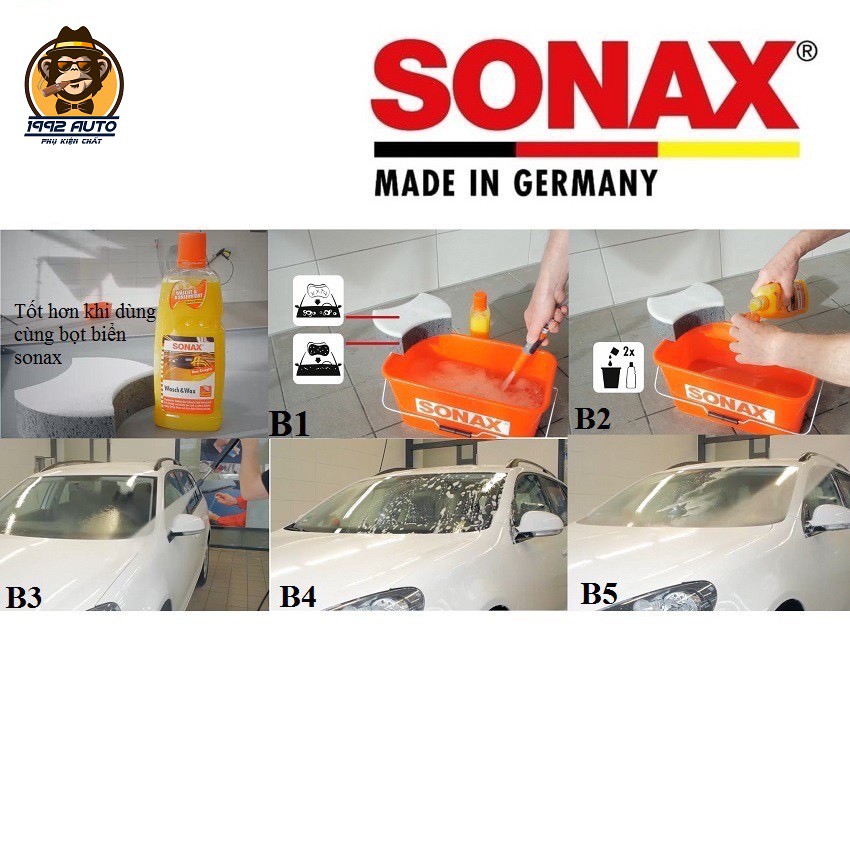 Nước rửa xe 2:1 SONAX Wash & Wax (Rửa & Wax bóng sơn) 1 Lít 313341