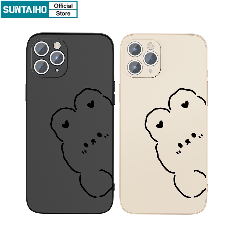 Suntaiho Ốp lưng iphone Thoại silicon mềm in hình gấu cho iphone 12 Pro Max 11 Pro Max 6 6s 7 8 + X XS Max XR