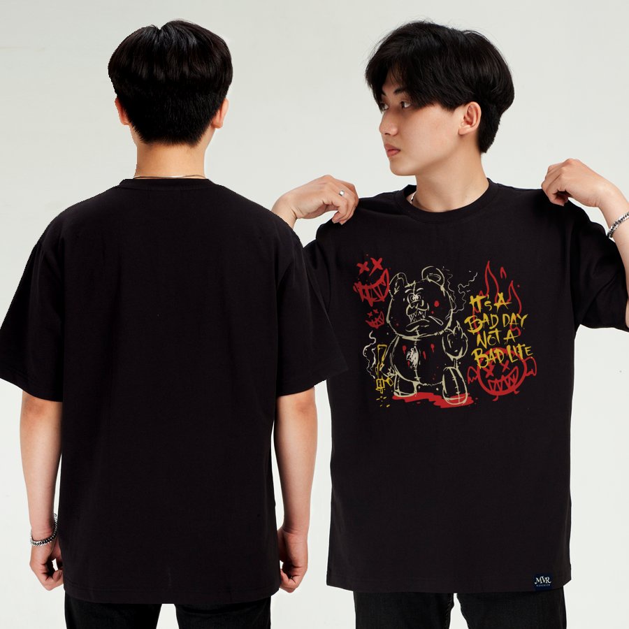 Áo thun nam nữ phong cách ngầu một ngày tồi tệ MVR size rộng tee Mỹ BB4114