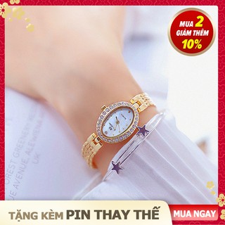 [Tặng kèm pin loại tốt] Đồng hồ nữ Bee Sister - mặt oval - dây kim loại chống gỉ - màu silver/gold