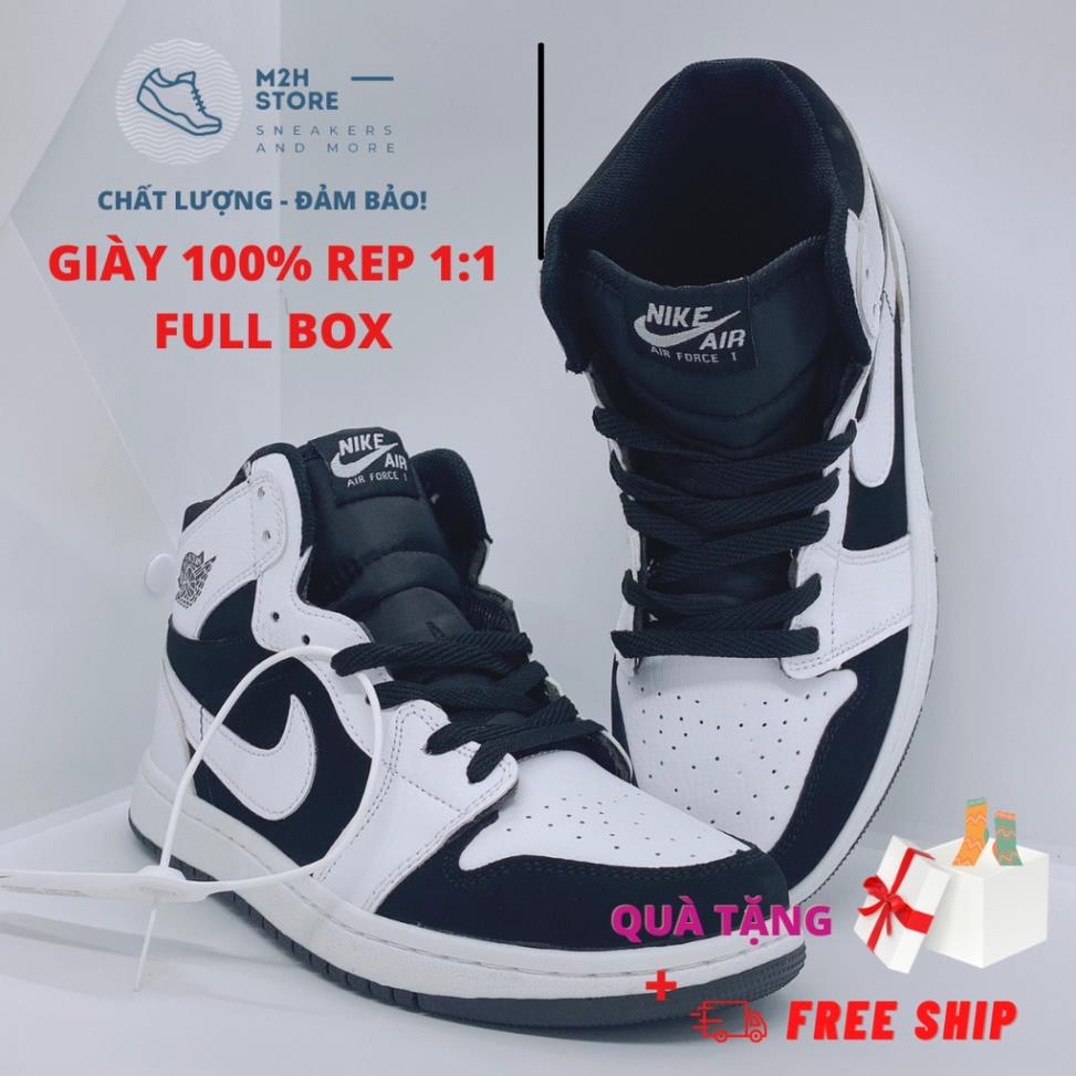 VIP Giày Thể Thao Nam Nữ Sneaker Air Jordan 1 Cổ Cao Trắng Đen Full Size