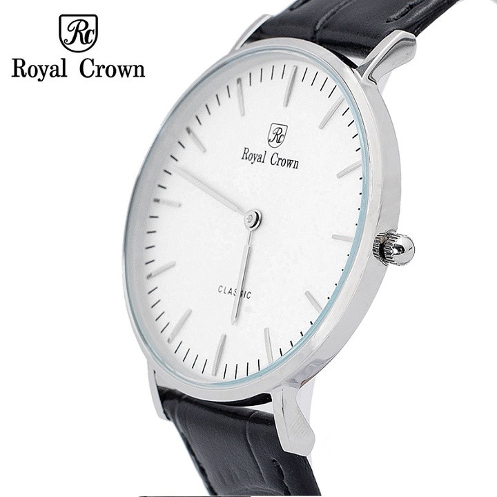 Đồng hồ nam Chính Hãng Royal Crown 7601 Leather Watch (Dây da đen)