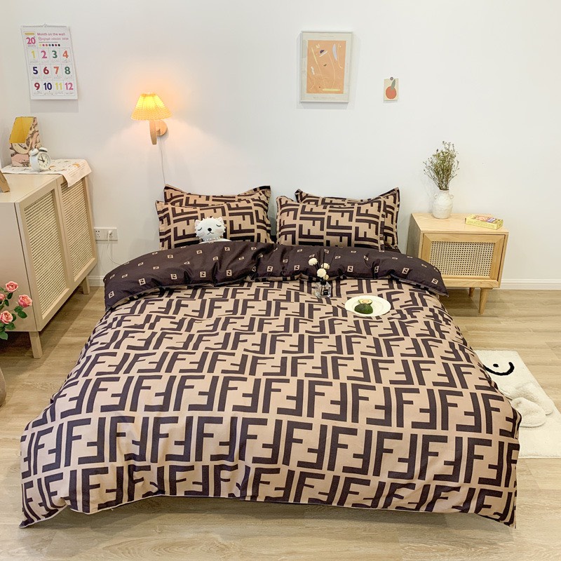 Bộ Chăn Ga Gối Cotton Poly - Mẫu F nâu
