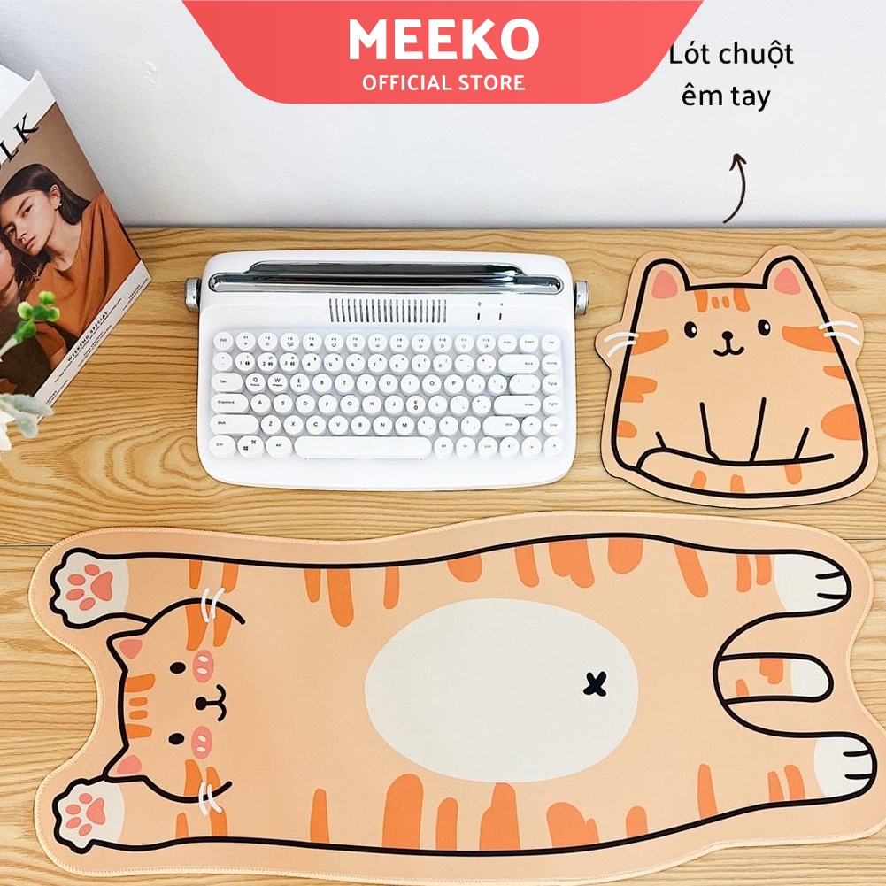 Lót chuột, kê bàn phím siêu dễ thương chống bẩn hình Mèo Lazy Cat MEEKO