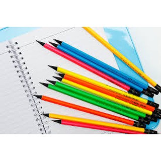 Bút chì 2B Neon PC2B005 Smart Kid bút chì gỗ đen kèm tẩy chuyên dùng thi trắc nghiệm, vẽ tranh ANKICO