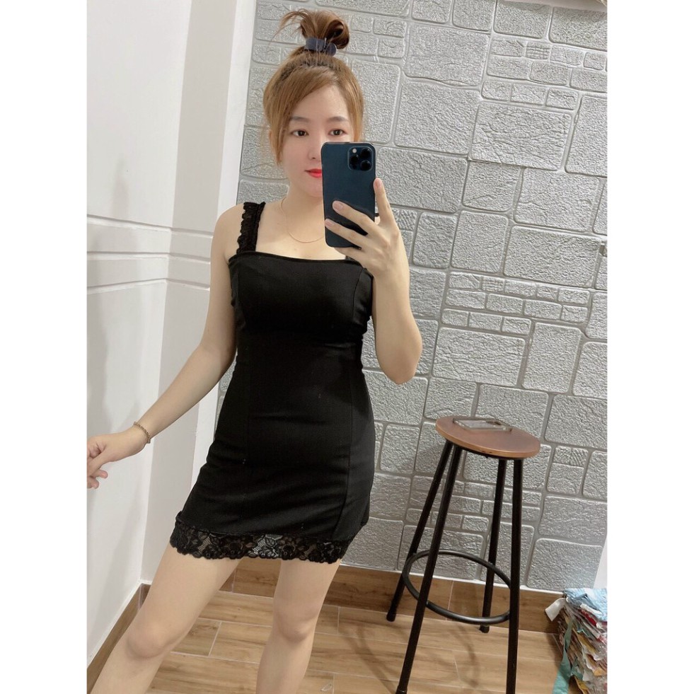 Đầm Body Hotgirl Màu Đen Vải Phối Ren Dày Đẹp Freesize [ảnh thật 100%] | BigBuy360 - bigbuy360.vn