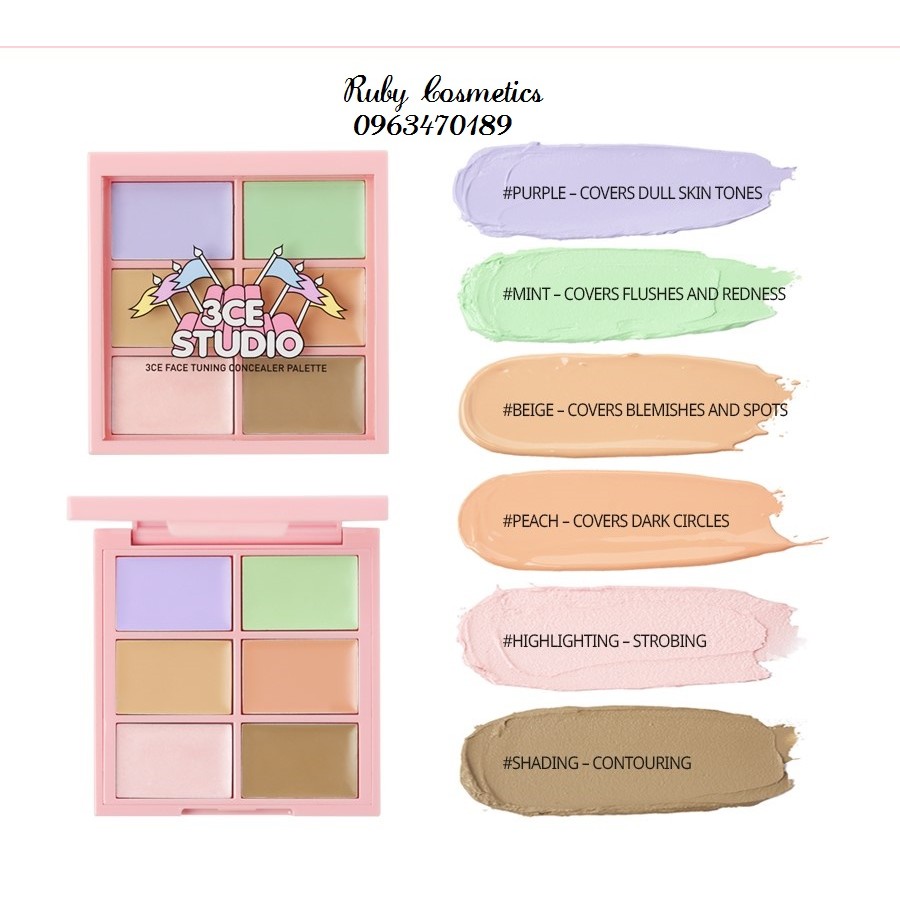 Che Khuyết điểm Highlight Contour 3ce Studio Face Tuning