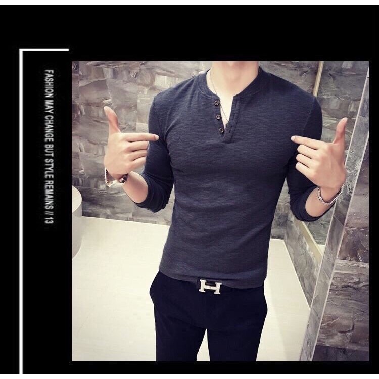 Áo thun nam dài tay cổ V trụ thời trang - cá tính - 4 màu XÁM, TRẮNG ĐEN, XÁM CHÌ (xám chuột) | BigBuy360 - bigbuy360.vn