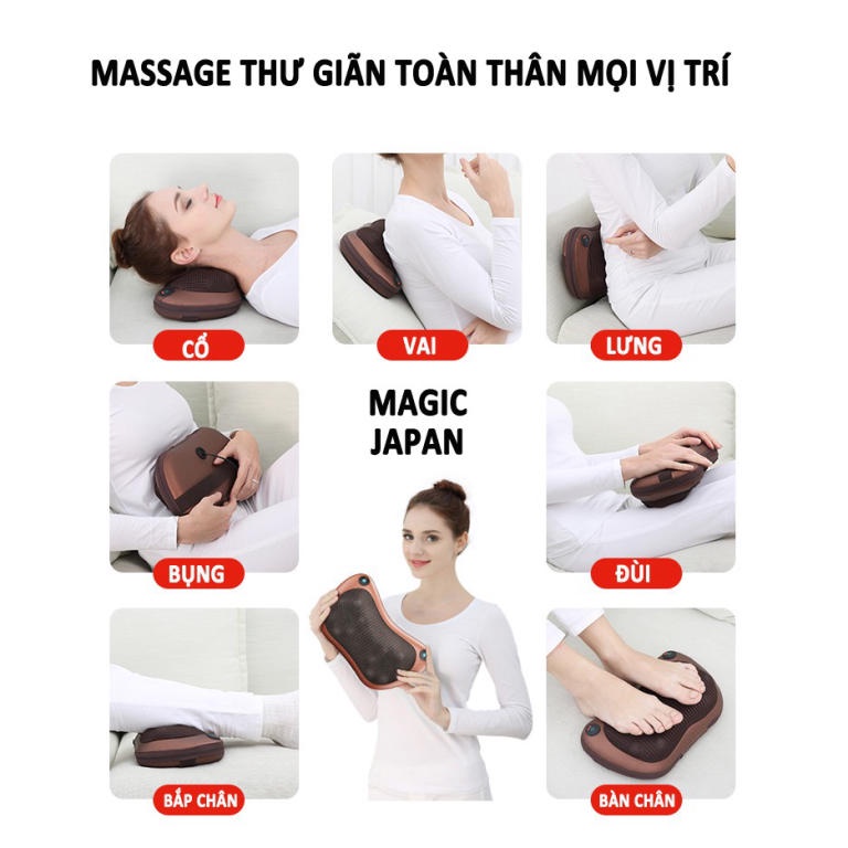 Gối massage HỒNG NGOẠI Cao Cấp Loại 6 Bi và 8 Bi