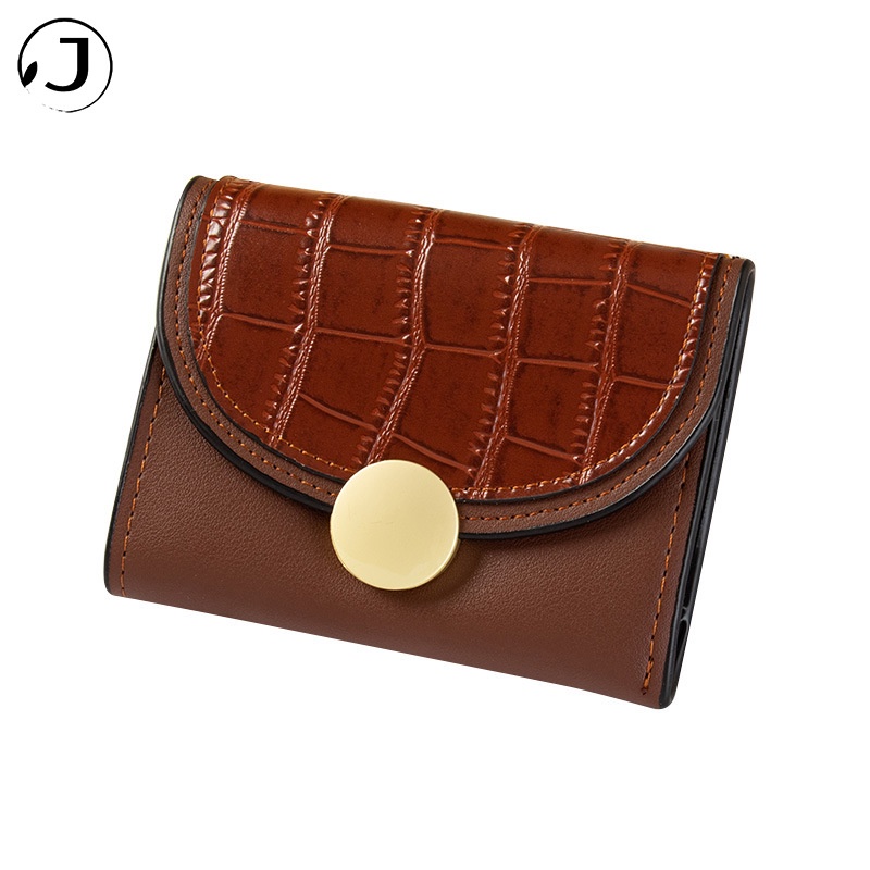 Ví da PU cầm tay dáng ngắn gập nhỏ gọn đẹp thời trang cao cấp da giá rẻ bóp đựng tiền thẻ làm ba họa tiết da cá sấu phong cách cổ điển sang trọng thời trang mini cao cấp cho nữ