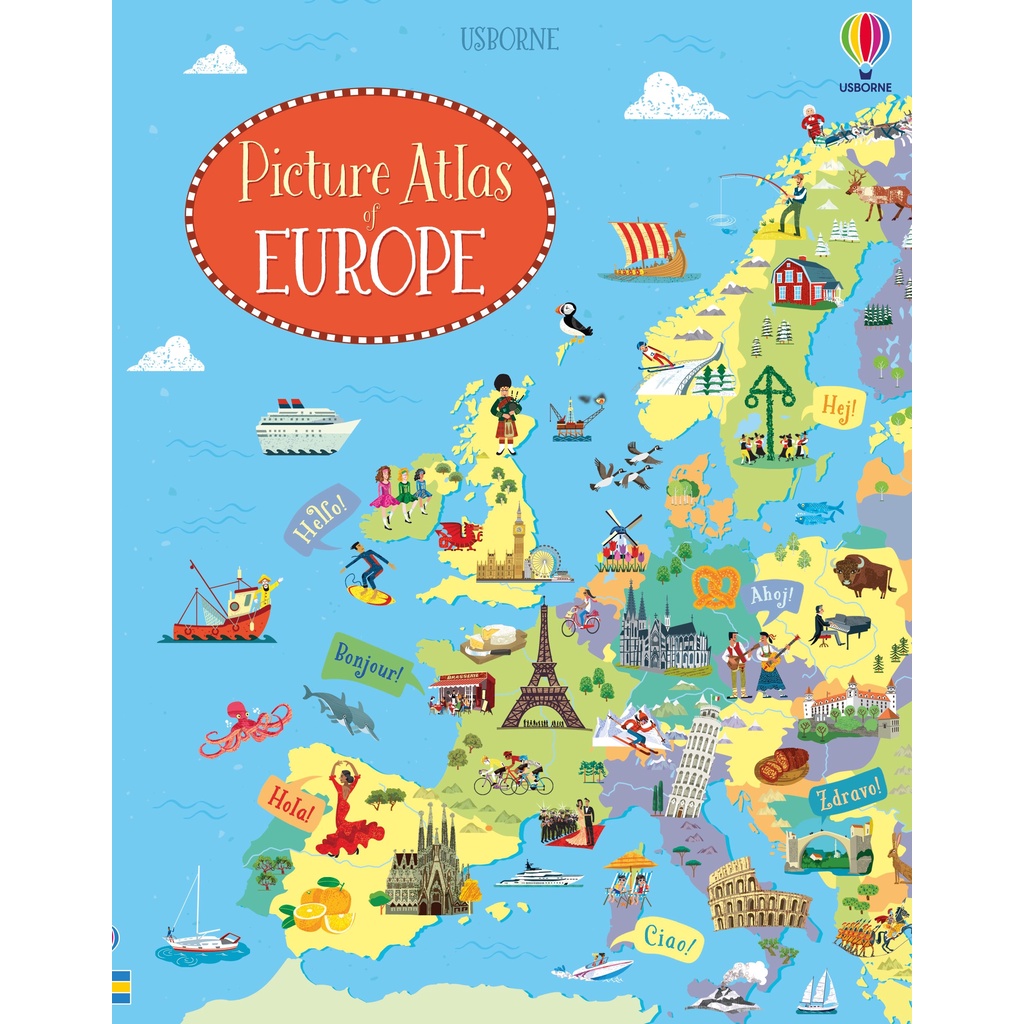 Sách - Bộ xếp hình Usborne Atlas and Jigsaw Europe