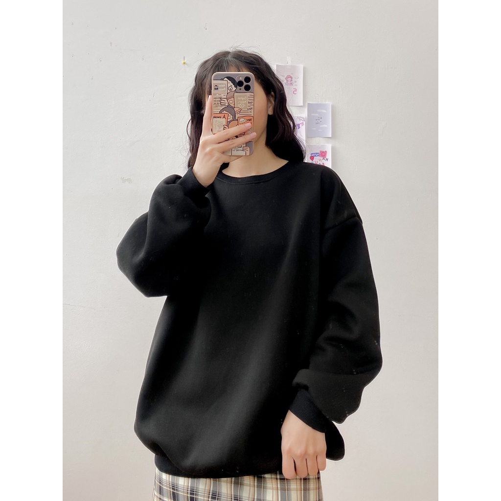 [HÀNG CÓ SẴN] Áo nỉ oversize May Boutique áo nỉ dài tay trơn màu Đen ABS21H_110.001_BL_F | BigBuy360 - bigbuy360.vn