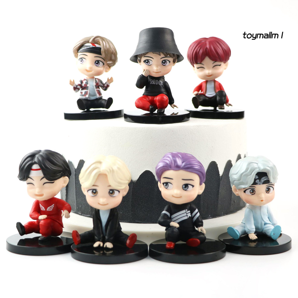 toymall 7Pcs Korean BTS Pop-up Shop Members Hand-made Table Ornaments Sitting Dolls Gift