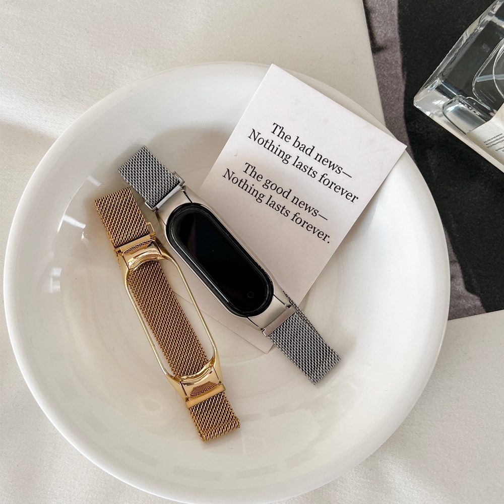 Dây Đeo Thay Thế Chất Liệu Thép Không Gỉ Dạng Mắt Xích Cho Xiaomi Band 3/4/5/6 Watch Mi 3 4