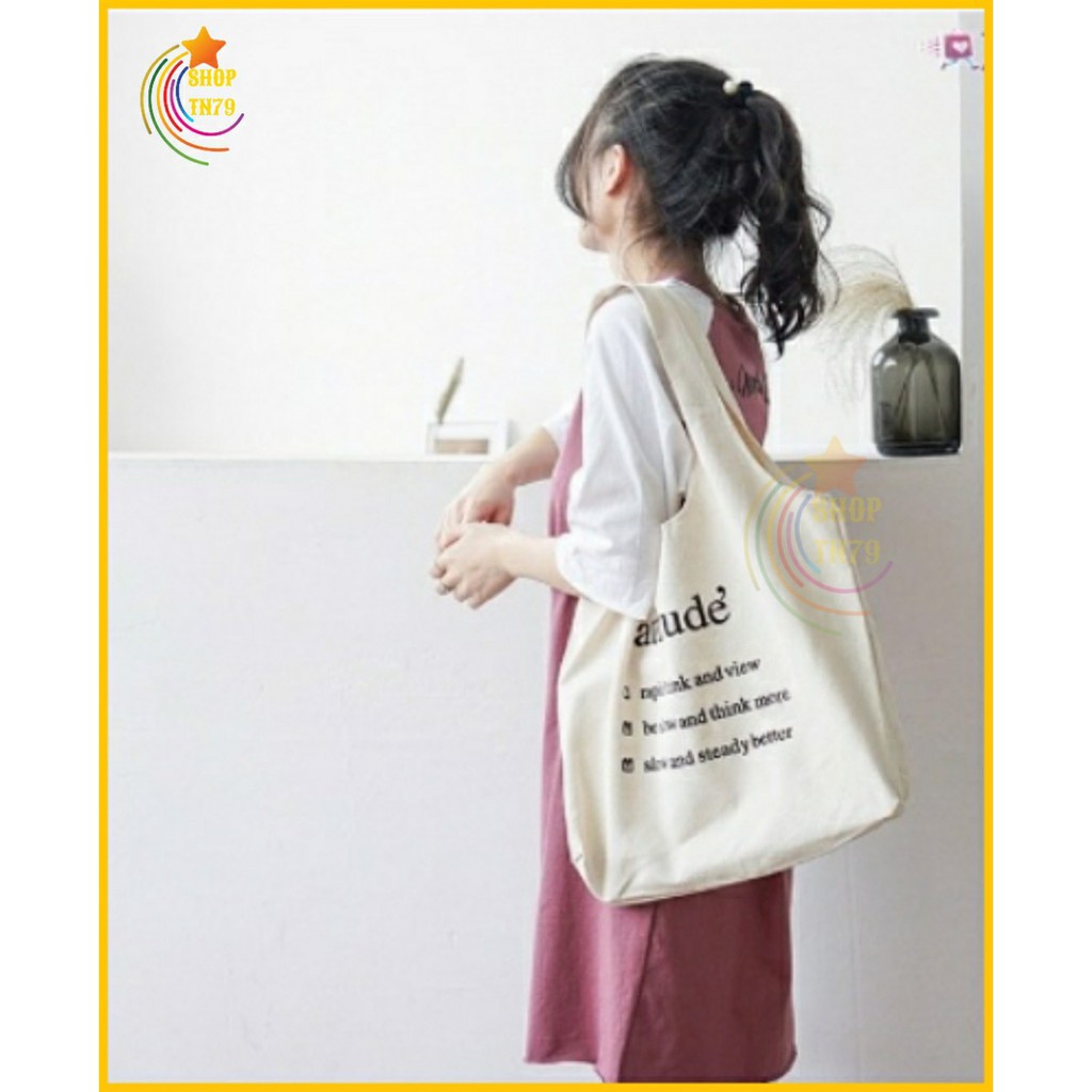 Túi đeo vai thời trang vải canvas mềm loại to đi hoc , đi chơi , đi làm đều rất đẹp - ATTITUDE'