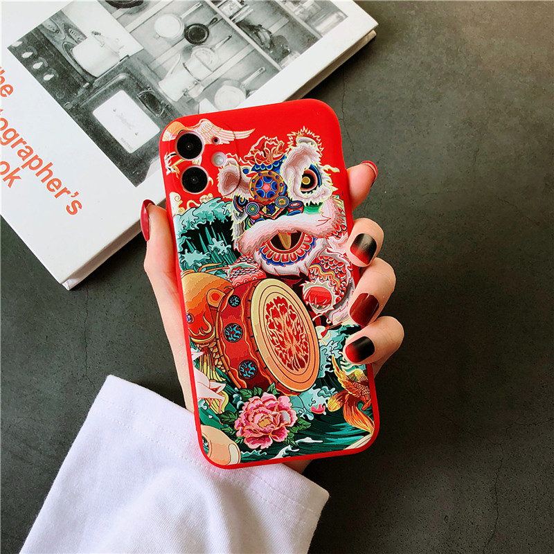 GUCCI Ốp Lưng In Hình Sư Tử Trung Quốc Cho Iphone 11 Pro Max 7 8 Plus Se 2020 12 Pro Max 12 Mini X Xs Max Xr