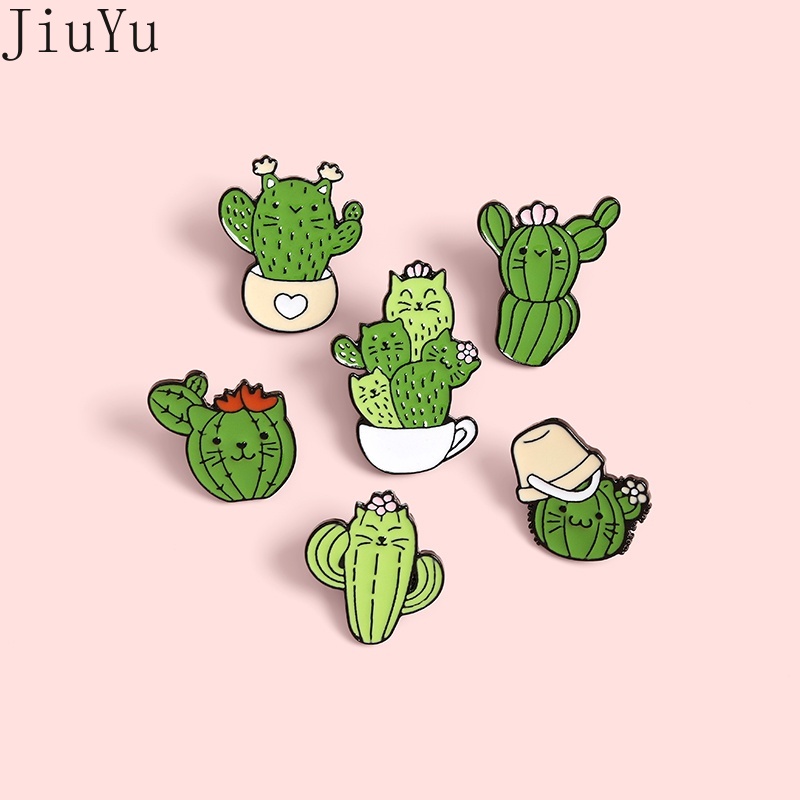 Ghim Cài Áo Tráng Men Hình Chậu Cây Xương Rồng Hoạt Hình Dễ Thương Làm Quà Tặng Cho Bạn Bè Nghệ Thuật Desig