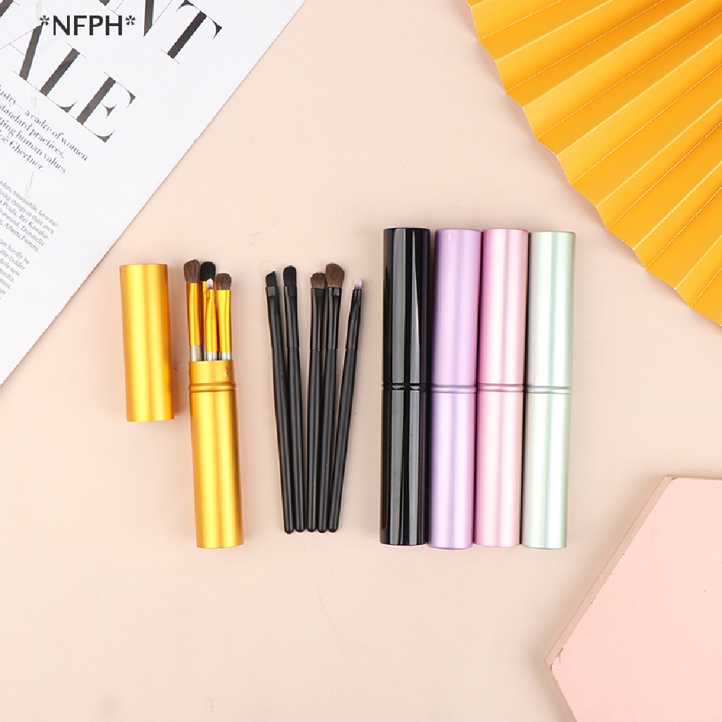 Set 5 Cọ Trang Điểm Tán Nền Đánh Mắt Khói Vẽ Mắt &amp; Cọ Môi Kích Thước Nhỏ Gọn