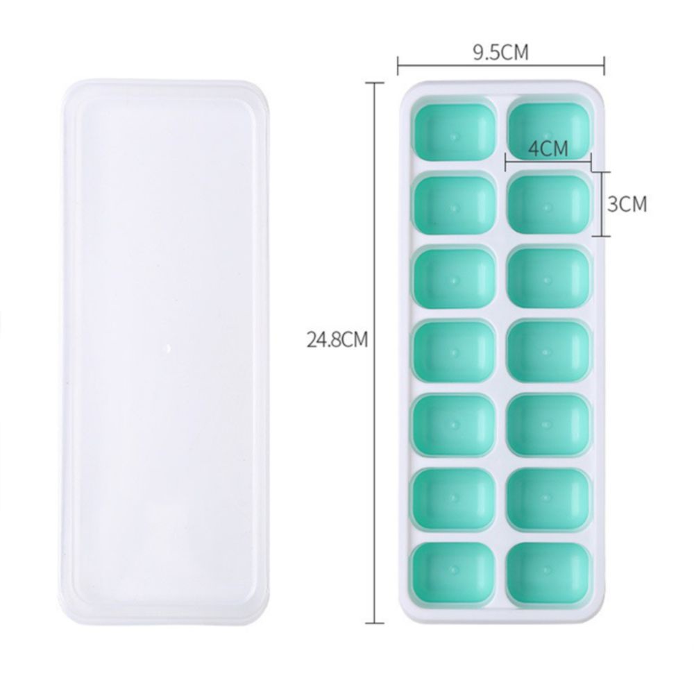 Khay đá có nắp đậy silicon 14 viên, khay đựng đá tủ lạnh, làm đá, thạch, kem bảo quản chống mùi tuyệt đối