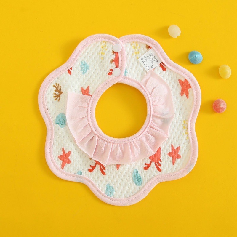 Yếm tròn chống thấm xoay 360 độ chất liệu cotton mềm mịn thấm hút tốt cổ bèo nhiều họa tiết cho bé yêu