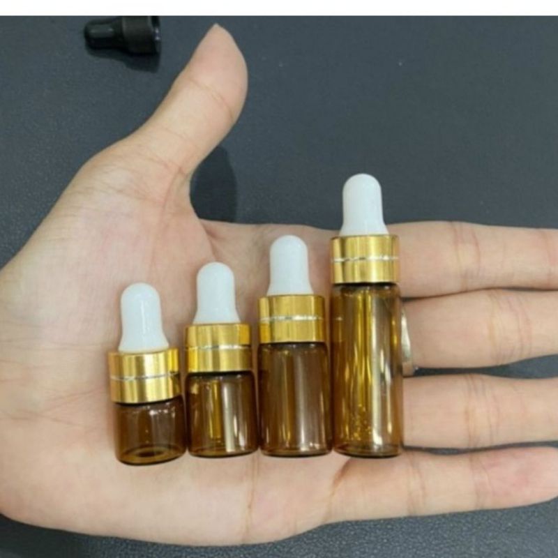 Lọ Serum, lọ chiết tinh dầu chiết bóp nhỏ giọt khoen vàng thủy tinh mỏng chiết nước hoa tinh dầu 2ml,3ml, 5ml