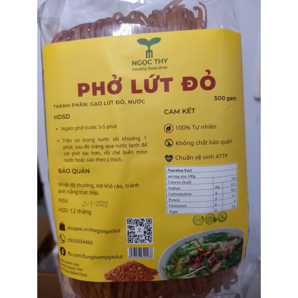 [NT Food] Phở gạo lứt ĐỎ ăn kiêng eatclean thực dưỡng gói 500gr